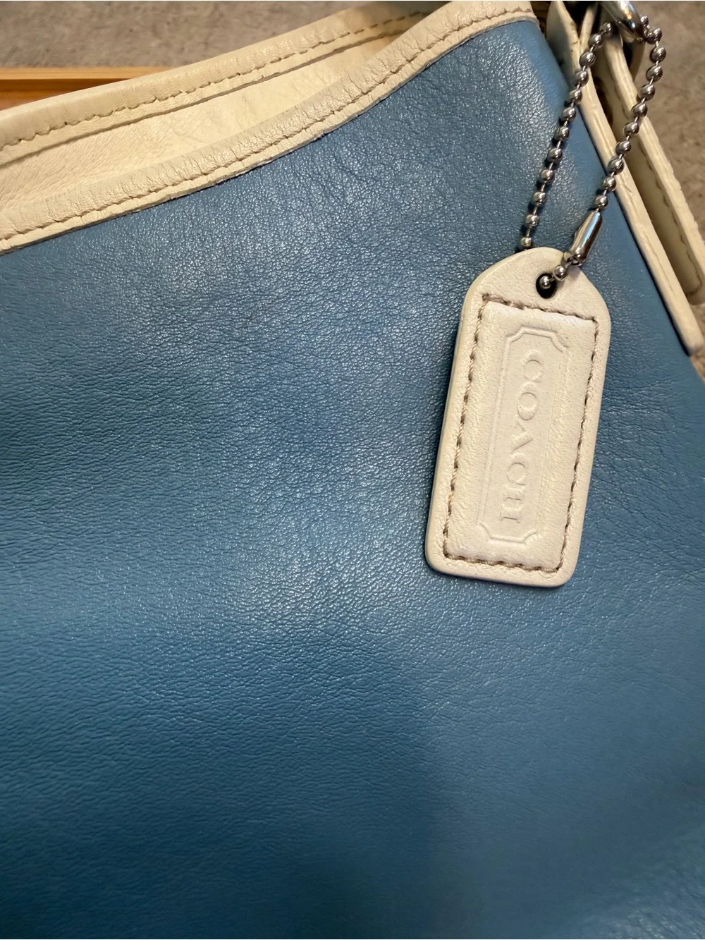 Coach Jackie Blue Leather with white  Trim